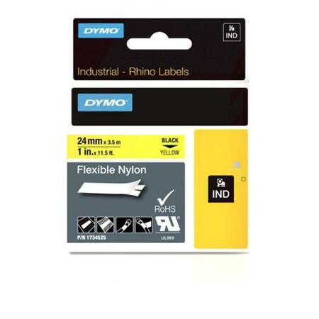DYMO RHINO 1 in. Flexible Nylon Tape Black on Yellow 784-1734525